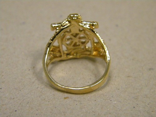 Men's Yellow Gold Plated Anchor with Christ Ring Size 9 9.5 10 10.5 New - Picture 6 of 9