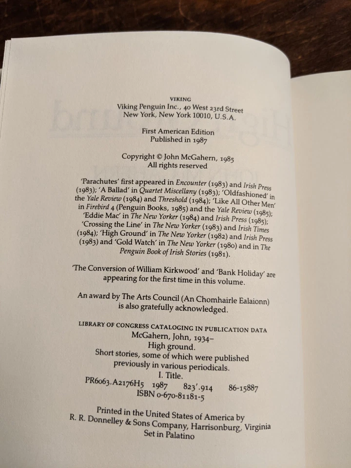 High Ground John Mcgahern Stories 1st US Edition First Printing Irish Fiction  - Image 2 of 4