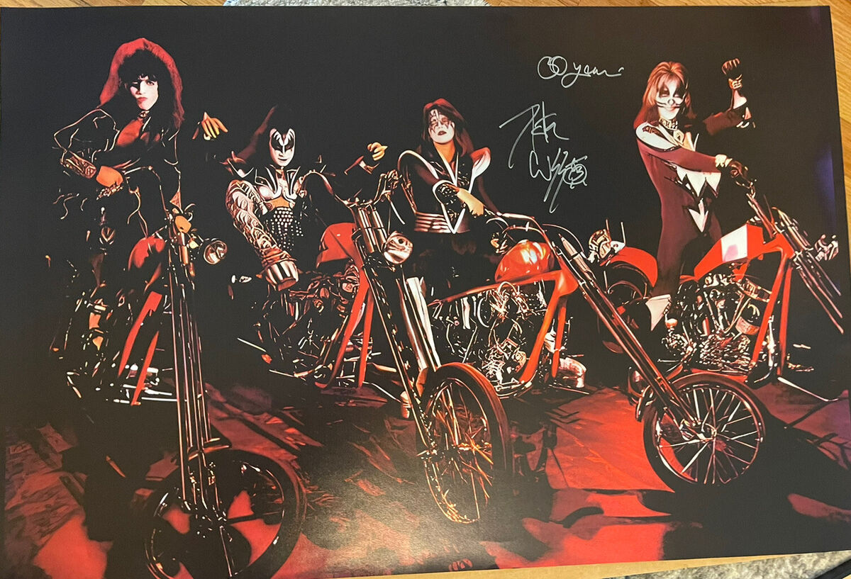 Peter Criss SIGNED Motorcycle Chopper Poster KISS 50 Years Peter Criss SIGNED Motorcycle Chopper Poster KISS 50 Years
