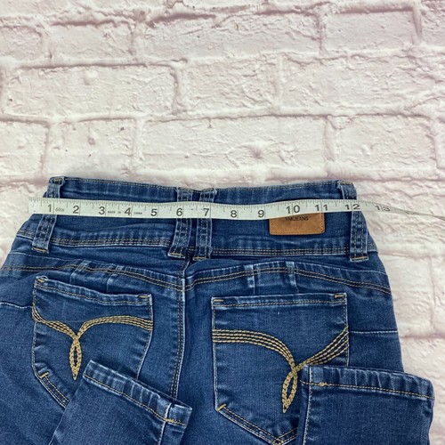 YMI Girls Jeans Wanna Betta Butt Size 5 Mid-Rise 3-Button Skinny Dark Wash Blue - Picture 8 of 13