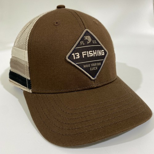 13 Fishing Hat Vented Mesh Back Brown 