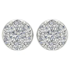 Prong Set Cluster Stud Earrings I1 G 0.40Ct Genuine Diamond 14K White Gold 5.42m