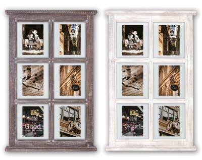 Collagen Fenster 6 Fotos Galerierahmen Fotogalerien Holz gekalkt Vintage 2 Farbe