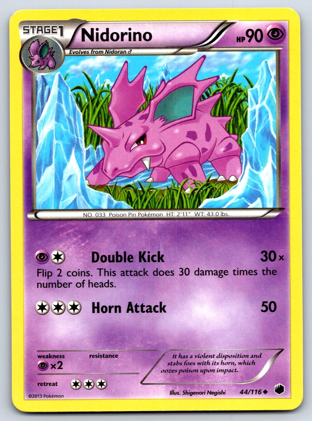 Nidorino - BW Plasma Freeze 44/116 Black White Shigenori Negishi Pokemon Card LP