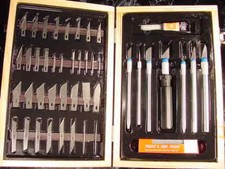 48pc. HOBBY KNIFE SET with Case 7 Holders Sharpening Stone exacto knives nife
