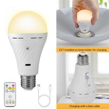 E27 Emergency Rechargeable 7W Light Bulb Remote Controller for Home Power AC USA
