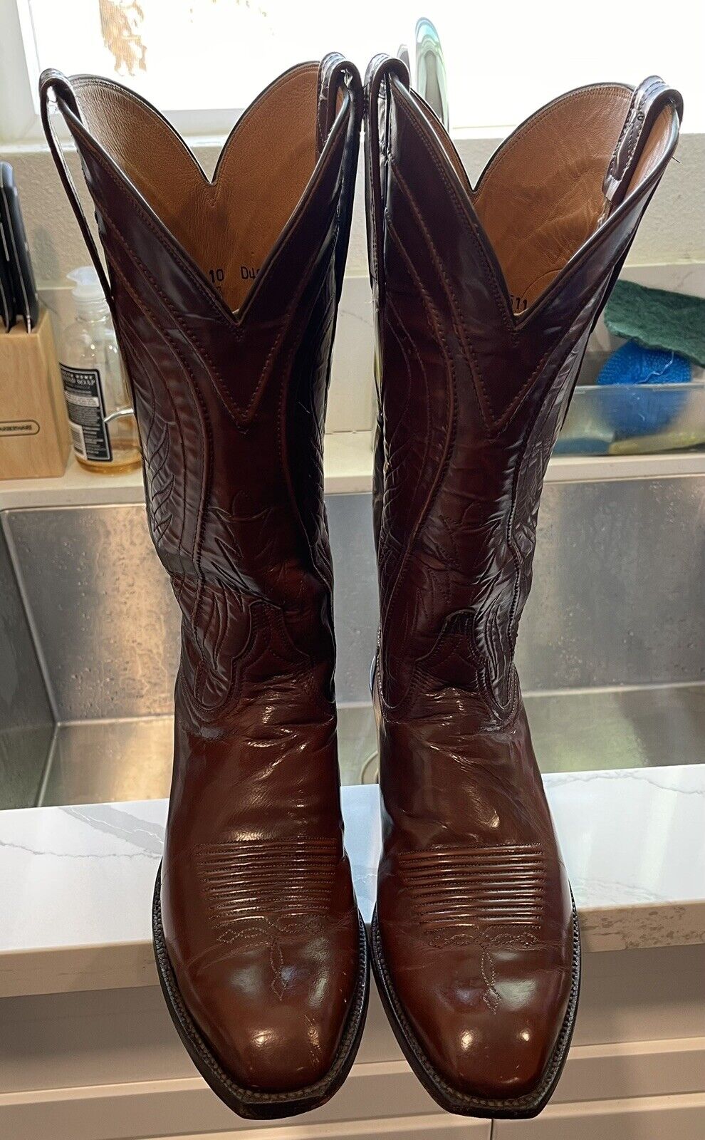 Lucchese Classics Handmade Men's L1506.14 Western Boot Tan Goat Skin Size 10 D