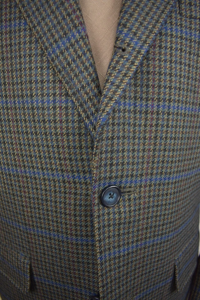 1995-2004 Corbin зеленый/коричневый чек шерсти 3/2 рулон спортивное пальто размер: 40S - Изображение 2 из 4