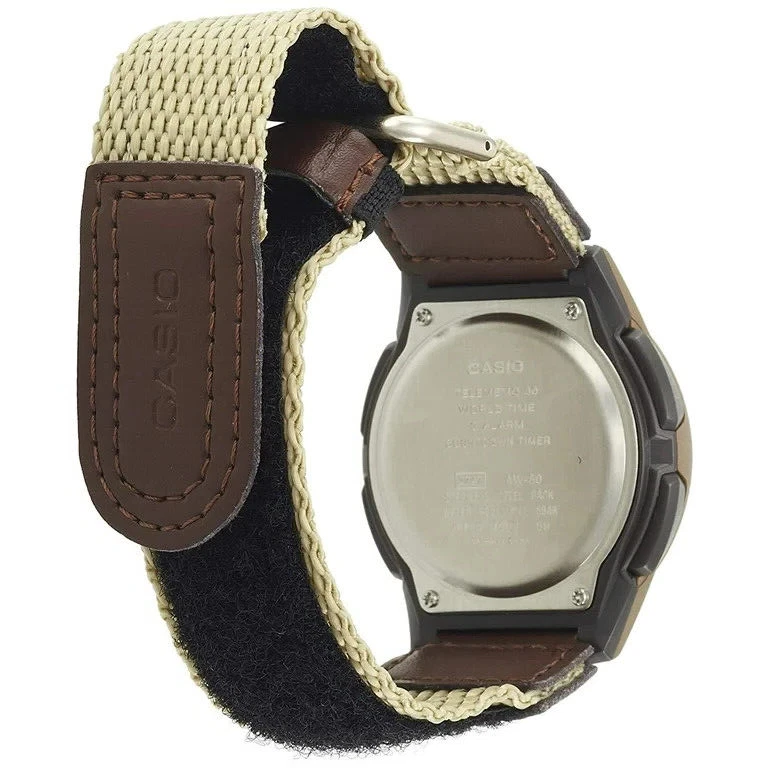 Casio AW80V-5BV Men's Fabric Band World Time Data Bank Watch NEW - FREE SHIPPING - Image 2 of 4