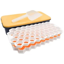Ice Cube Tray with Lid and Ice Cube Storage Container Bin Set (Pack of 2),Ice Cu