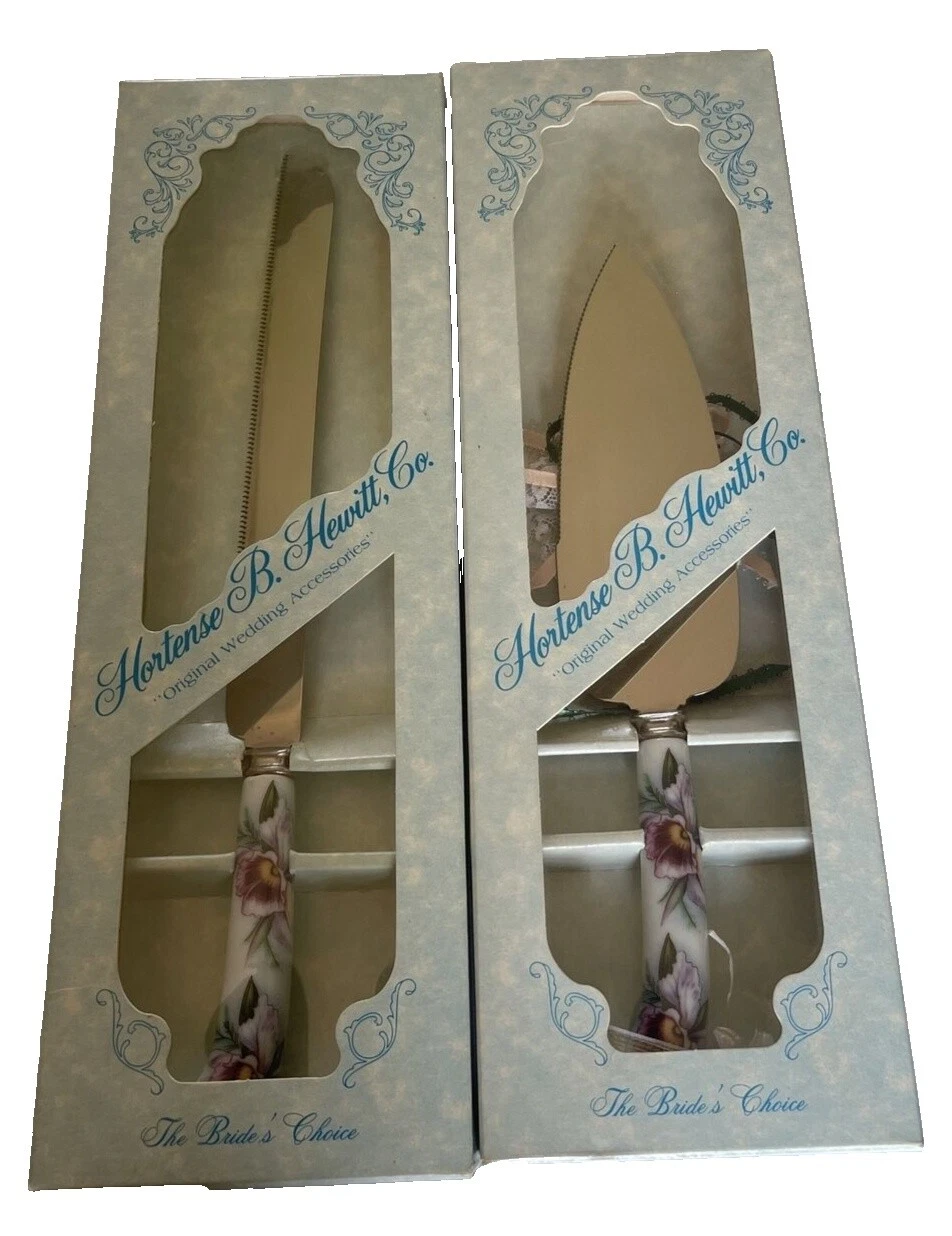 Los servidores de pastel de bodas de porcelana y Cuchillos