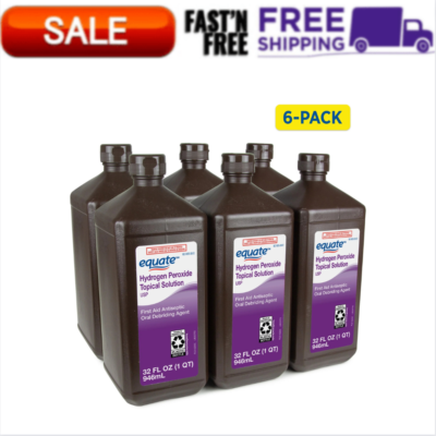 #ad Equate 3% Hydrogen Peroxide Antiseptic Liquid 6 Pack 32 fl oz Each Solution $8.59