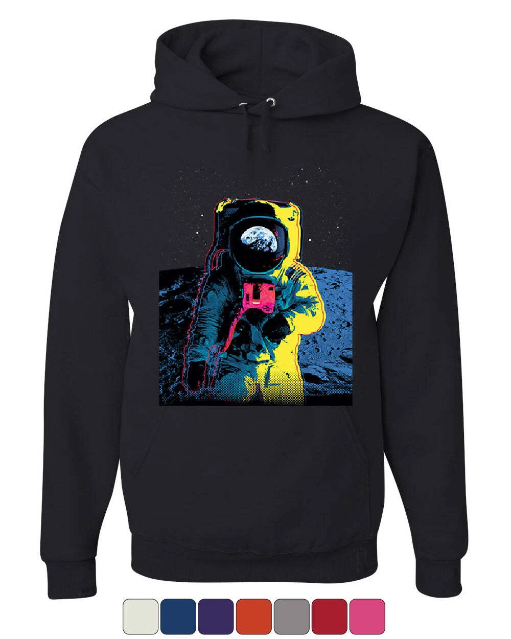 Neon Astronaut Hoodie Moon Landing Space Travel Universe Earth Sweatshirt