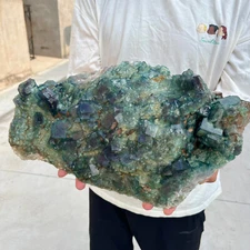 26.8lbLarge Natural green cubic fluorite quartz crystal cluster mineral specimen