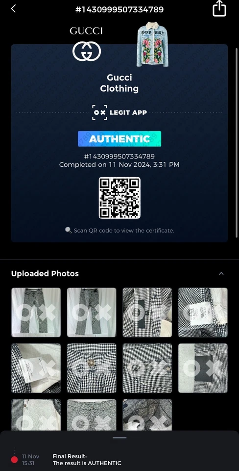 Calça masculina padrão Gingham preta/branca GUCCI feita na Itália marcada como 56 IT - Imagem 2 de 4