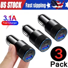 3x Dual USB PD Type-C Car Charger 30W Fast Adapter For iPhone 14 13 11 Pro Max