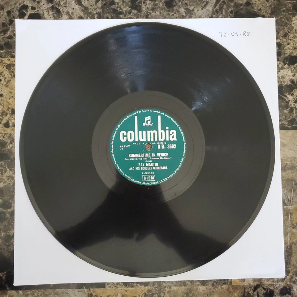 IMPORT Ray Martin Tango Of The Bells/Summertime In Venice 10" COLUMBIA DB-3692 - Image 3 of 4