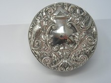 VINTAGE SOLID STERLING SILVER GREENMAN TRINKET JEWELLERY BOX  160 grams
