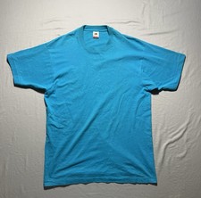 Vintage 90s Fruit Of The Loom Blank Blue T Shirt Men’s XL Made In USA