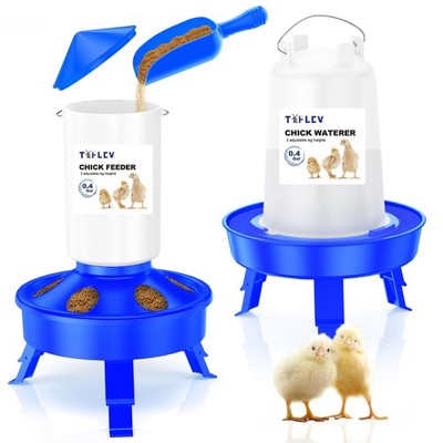 Top Filling Chick Feeder and Waterer Kit with Scoop, 3.3LBS Chick Feeder and 0.4