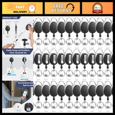 50 Pack Retractable Badge Reels with Carabiner Clip  Key Ring - ID Holder Set