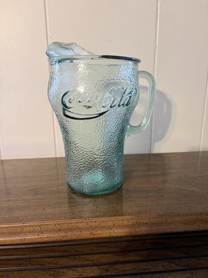 Vintage Coca Cola Pebbled Glass Pitcher Heavy Duty 64oz