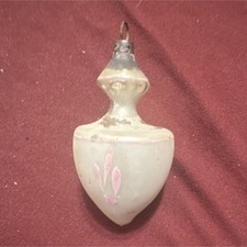 White Pink Glass Christmas Ornament Hanging Decorative Hand Painted Abstract