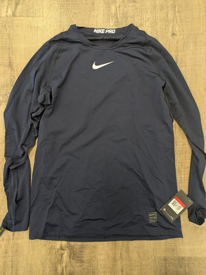 Nike Pro Dri Fit Mens Long Sleeve Shirt Large Navy Compression