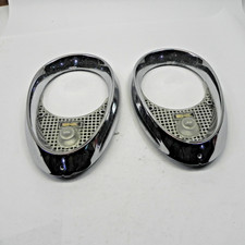 1954-55 Kaiser Headlight Bezel Pair With Lens Used Set Minor Wear 1954-55 Kaiser Headlight Bezel Pair With Lens Used Set Minor Wear