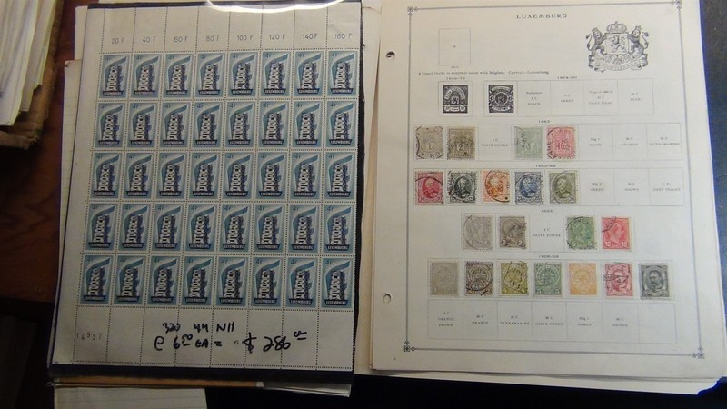 Stampsweis Luxembourg collection on various and Harris pages est 712 Stamps