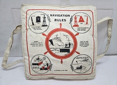 Vintage Sea King 15''×15'' Boat Buoyancy Cushion Navigation Rules Wards 50s 60s