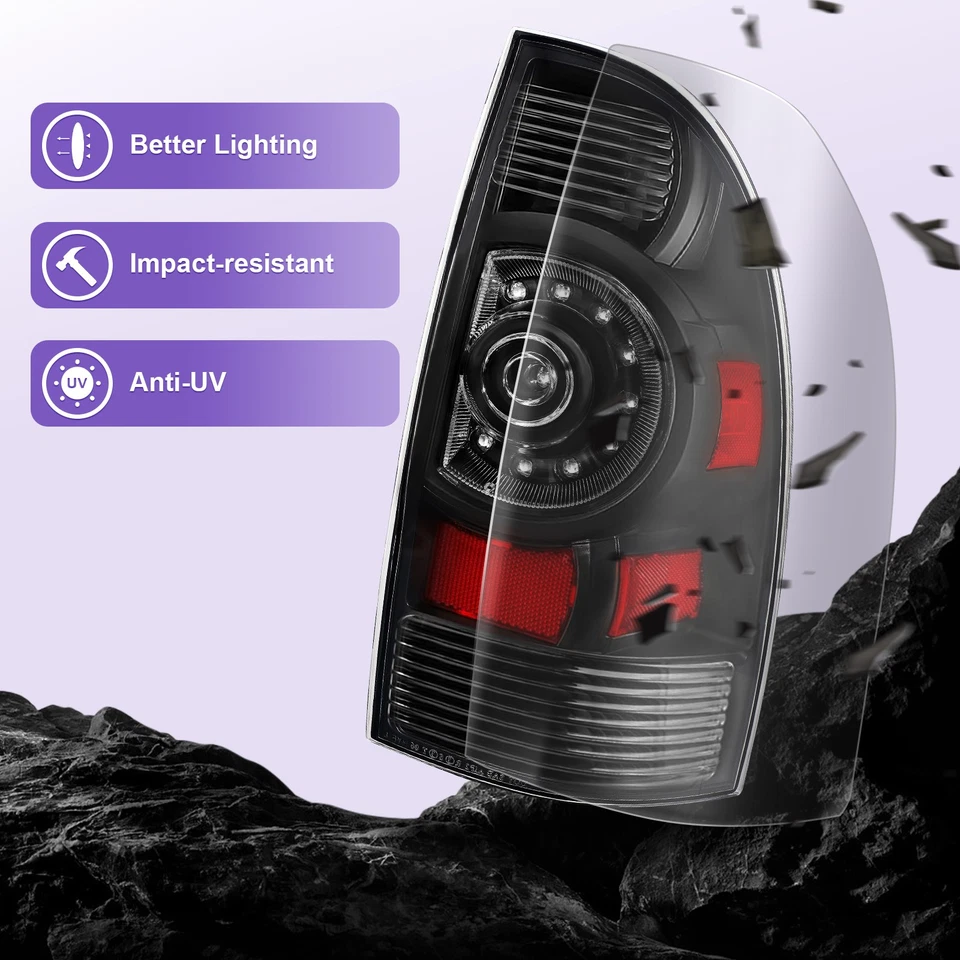 LED Tail Lights For 2005-2015 Toyota Tacoma Brake Black Lamps Right+Left Pair — 第 4/4 张图片