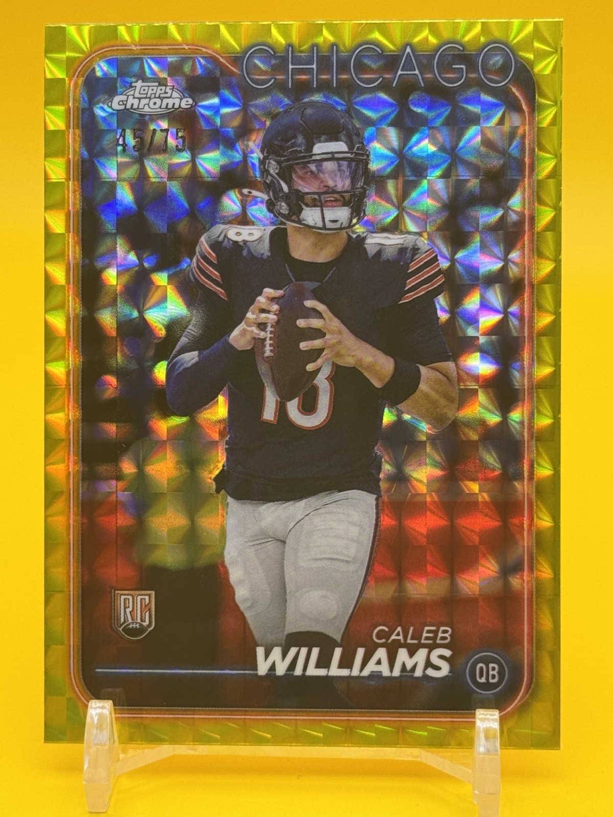 2024 Topps Chrome Football Caleb Williams RC Rookie Yellow Geometric /75 #202