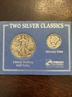 Two Silver Classics 1944 Liberty Walking Half Dollar 1935 Mercury Dime Littleton