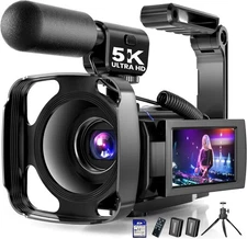 5K Video Camera Camcorder, UHD 64MP Vlogging Camera for YouTube with 3" 270°