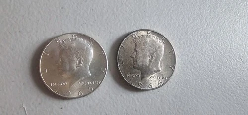 1964 And 1965 Lot Of Two 2 SILVER KENNEDY HALF DOLLARS AU see pics