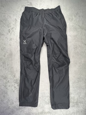 Haglofs Husk Pants Mens Size Small Black Lightweight Windbreaker Elastic Waist