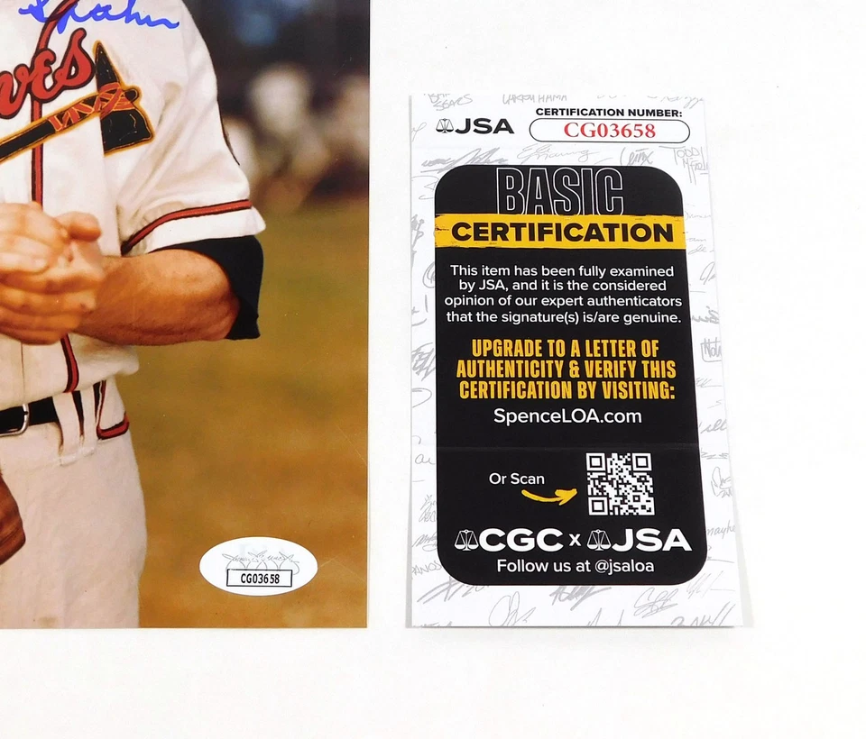 Warren Spahn Signed 8 x 10 Color Photo Braves JSA Auto - Image 3 of 3