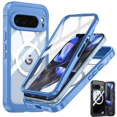 For Google Pixel 8 9 10 Pro XL 10A 9A Mag Safe Case with Glass Screen Protector