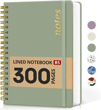 Lined Spiral Notebook Journal for Work, 300 Pages Thick B5 7.1"X10" College Ru