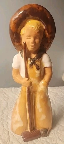 Vintage Frankoma Pottery Farmer Boy Figurine 702 Display Piece Fresh Estate Find