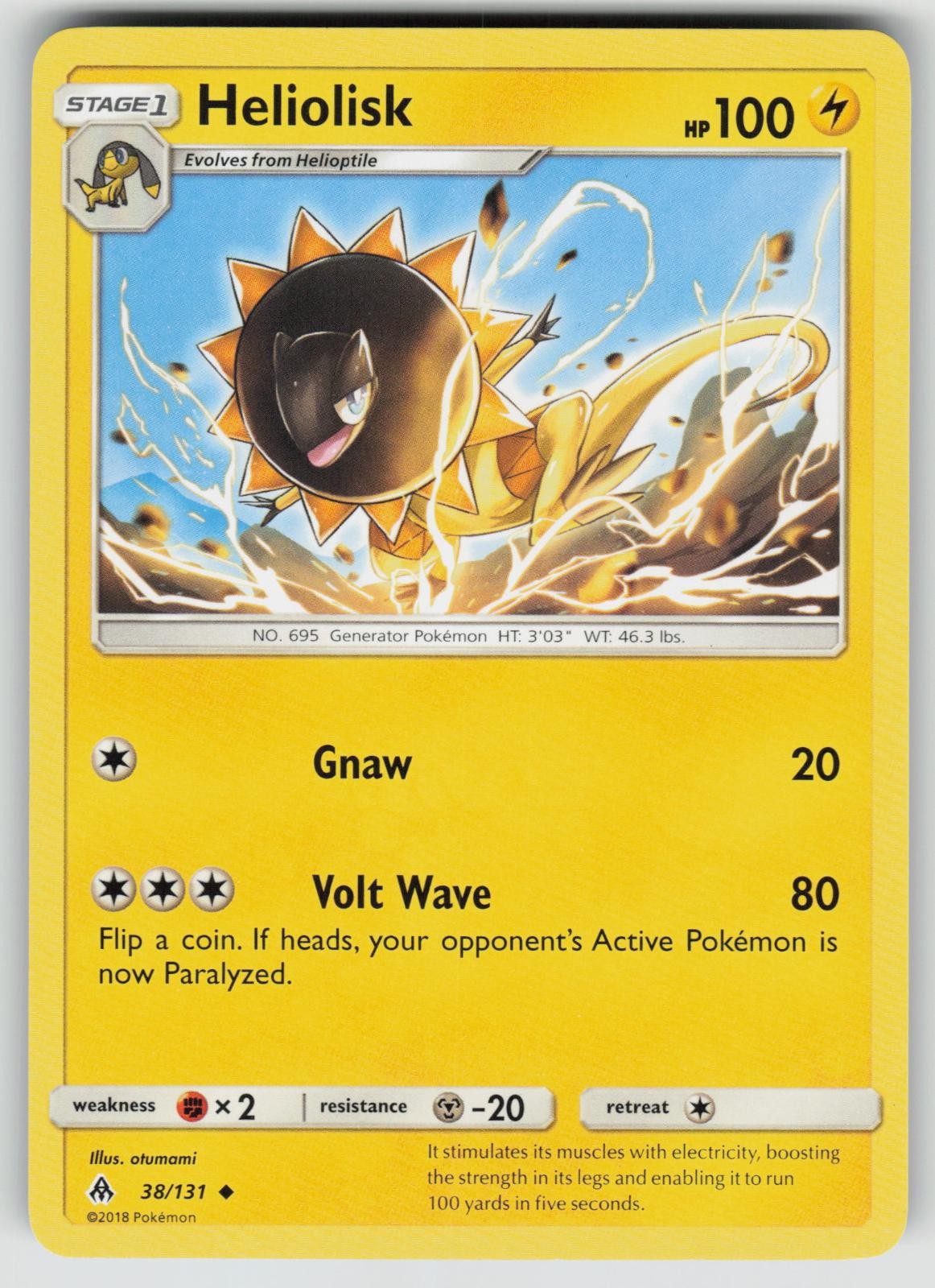 HELIOLISK 38/131 UNCOMMON FORBIDDEN LIGHT POKEMON NEAR MINT