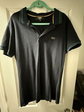 Fendi Roma Men's Polo Shirt XL Navy Blue Solid Logo Short Sleeve Button