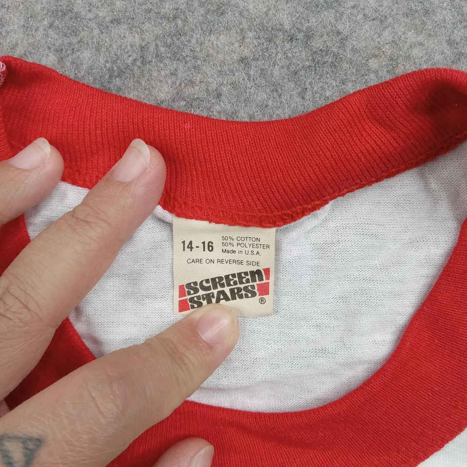 Vintage Screen Stars Shirt Youth 14-16 Red Ringer Madison Class 2000 Made USA - Image 2 of 4