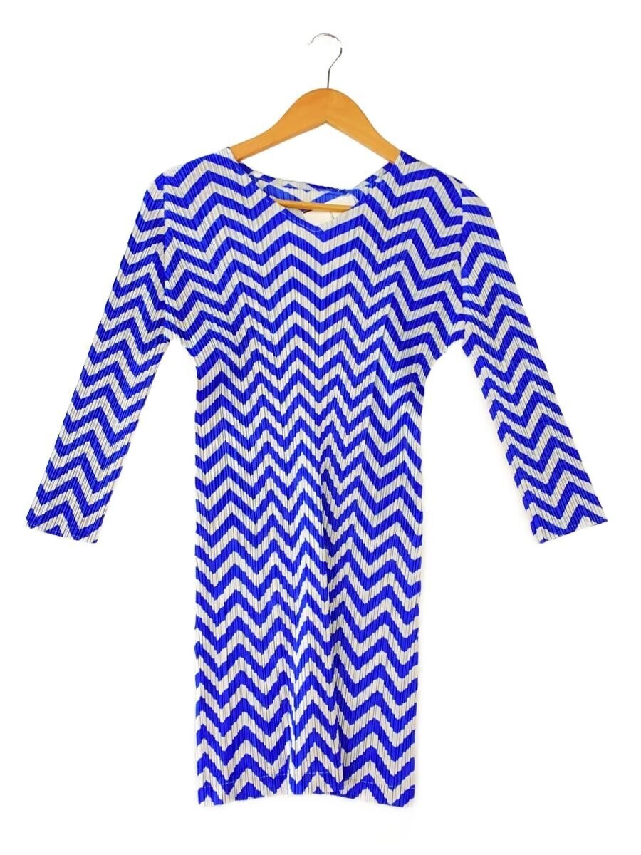 PLEATS PLEASE ISSEY MIYAKE Pleated Dress Geometric 4 Polyester Blue Patterned PP