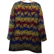 Zara Embroidered Mini Dress Tunic Abstract Floral Embroidered Overlay Womens M