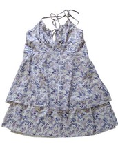 Shein Dress Woman's XXL White Lilac Halter Floral Boho A Line Layered Lined