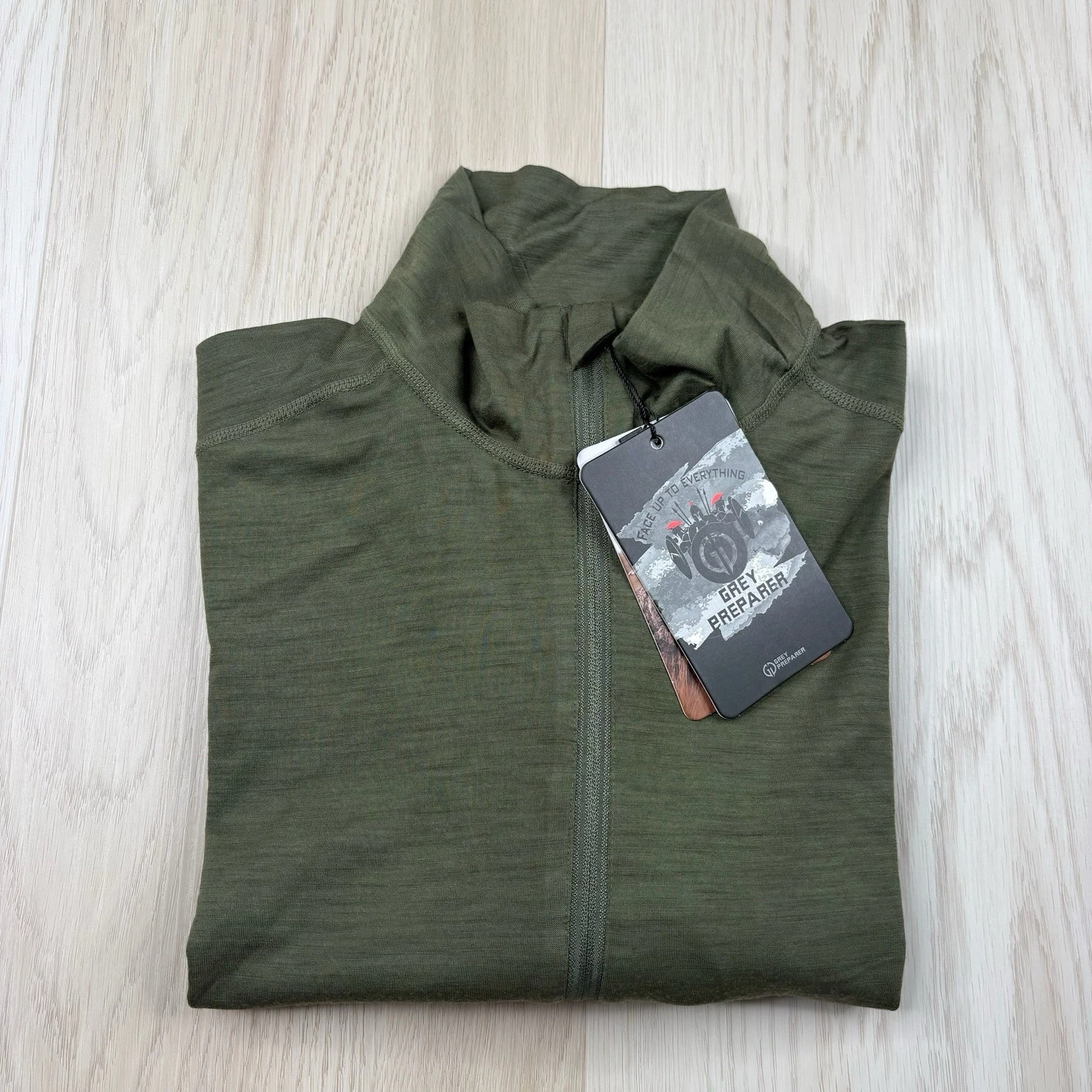Grey Preparer Merino Wool Half Zip Baselayer Mens Size XL Green NWT
