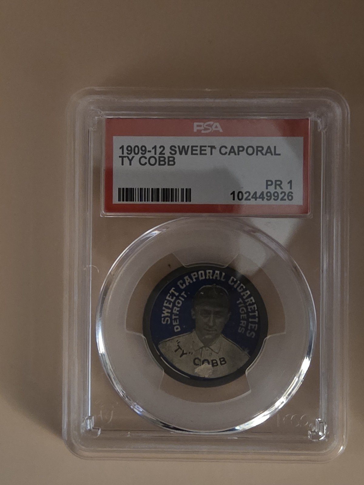 1909–12 Sweet Caporal Ty Cobb Domino Disc PSA 1 PR | Pre-War HOF