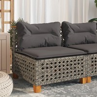 Gartensofa Ohne Armlehnen Mit Kissen Grau Poly Rattan